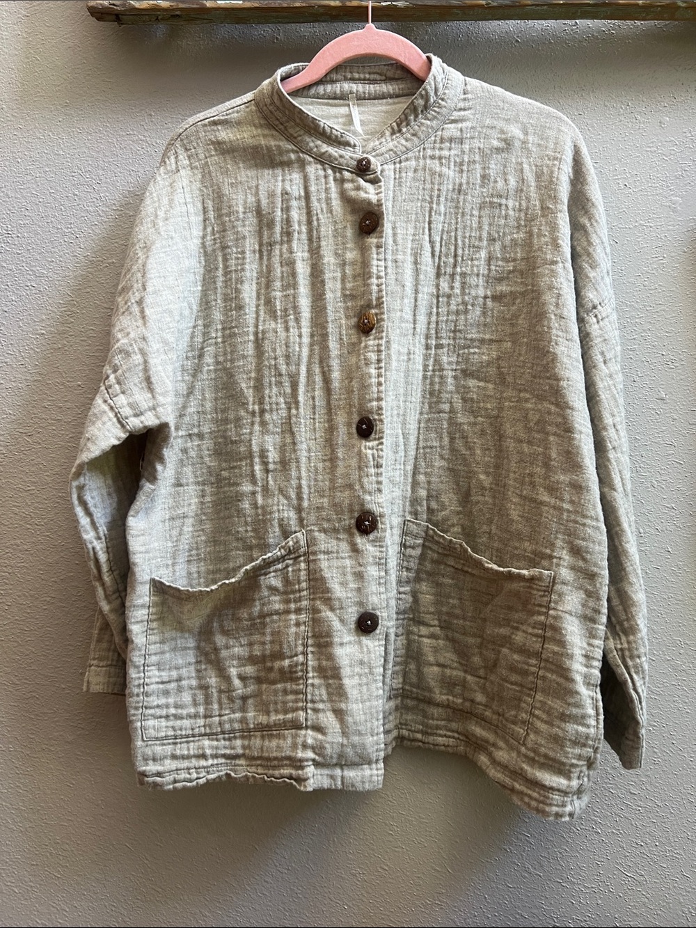 Women's Natural Beige Button-Up Utility Jacket